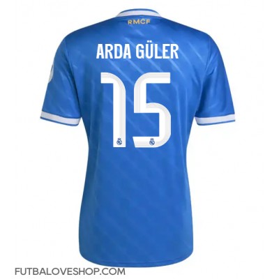 Dres Real Madrid Arda Guler #15 Tretina 2025-26 Krátky Rukáv Dres Real Madrid Arda Guler #15 Tretina 2025-26 Krátky Rukáv